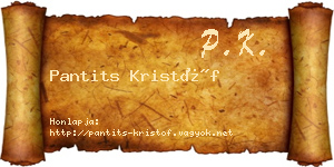 Pantits Kristóf névjegykártya
